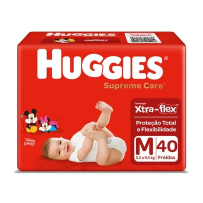 Huggies Supreme Care M - Fraldas, Tamanho M (5,5 a 9,5 kg)2, 40 Unidades