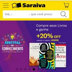 20% OFF em seleção de livros na Saraiva