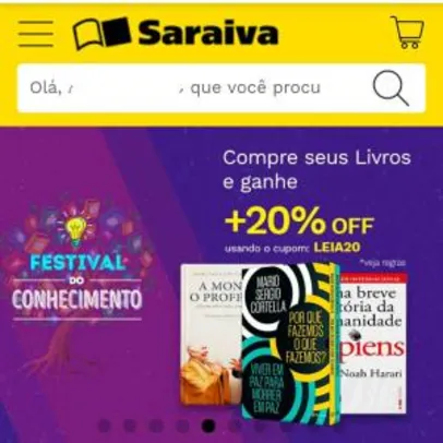 20% OFF em seleção de livros na Saraiva