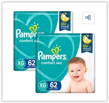 Fralda Pampers Confort Sec Giga XG - 124 Unidades