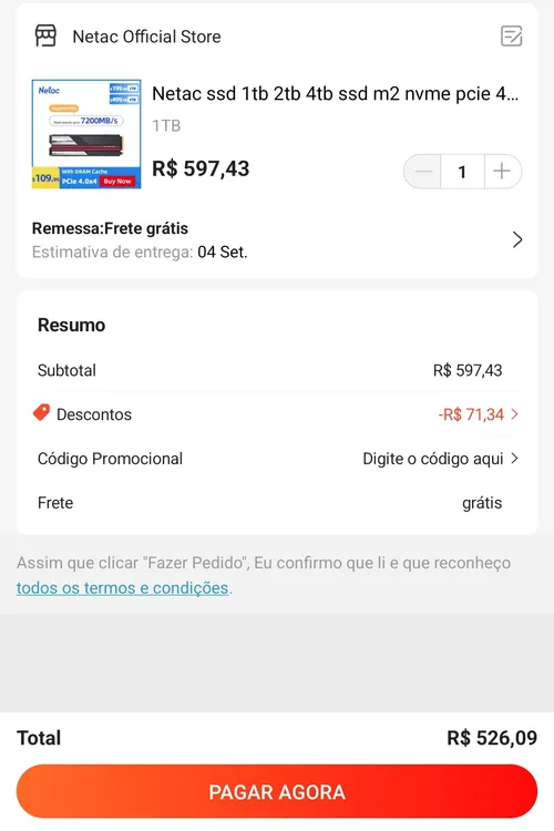 Imagem na descrição da promoção