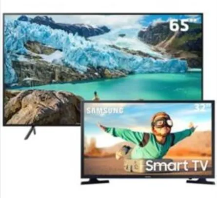 Smart TV LED 65" UHD 4K Samsung 65RU7100 + Smart TV LED 32" HD Samsung T4300