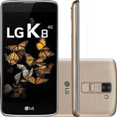 [Submarino] Smartphone LG K8 Android 6.0 Marshmallow Tela 5" 16GB 4G Câmera de 8MP - Dourado por R$ 629