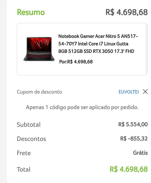 Imagem na descrição da promoção