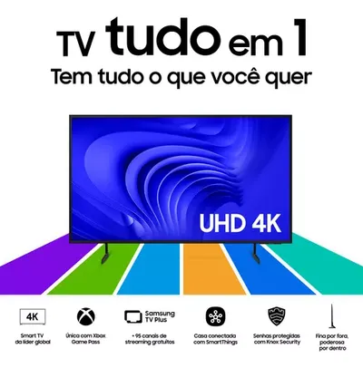 Samsung Smart TV 50 UHD 4K 50DU7700 2024 Processador Crystal 4K Gaming Hub Som em Movimento Virtual AI Energy Mode Controle SolarCell 