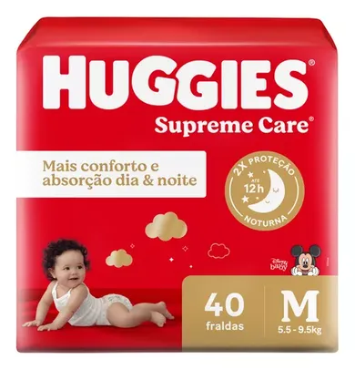 Fralda Huggies Supreme Care M 40 Unidades R$:0,72 centavos a tira 