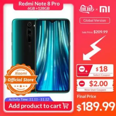 Xiaomi Redmi Note 8 PRO 6 GB 128 GB R$802