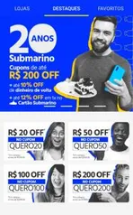 Aniversário submarino até 200$ off