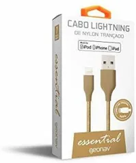 (frete grátis prime) Cabo Lightning em Nylon Trançado para Iphones, Ipads e Ipods, Geonav, Esligo, Dourado, 1M