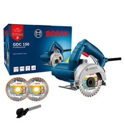 Serra Mármore a seco Bosch GDC 150 TITAN 1500W 220V, com 2 Discos | R$349