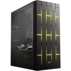 Gabinete Gamer KWG Vela M3, Mid Tower, Com 2 Fans RGB, Black, S-Fonte