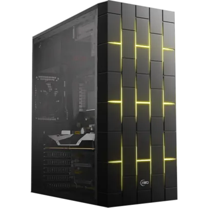 Gabinete Gamer KWG Vela M3, Mid Tower, Com 2 Fans RGB, Black, S-Fonte