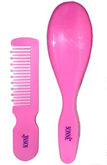 Kit pente e escova de cabelo para bebê, Sonne, ROSA