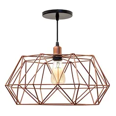 Pendente Galaxy Diamante Aramado Cobre Luminária 38Cm Sala