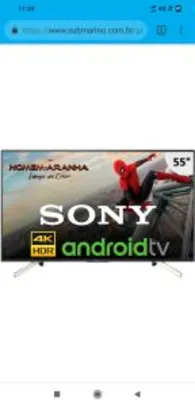 Smart TV Android LED 55" Sony KD-55X755F Ultra HD 4k com Conversor Digital 4 HDMI 3 USB 60Hz - Preta - R$2399