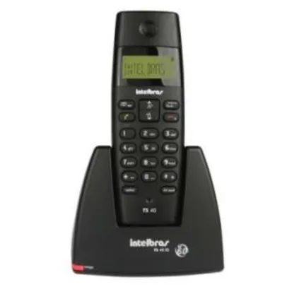 Telefone sem Fio Intelbras TS40 ID Preto - DECT 6.0, Identificador de Chamadas, Agenda - R$ 68