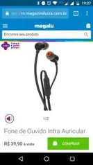 Fone de Ouvido Intra Auricular JBL - com Cabo P2 T110 - R$40