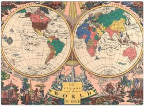 Quebra-cabeça 1000 peças - O Novo Mapa do Mundo - 1928 R$57