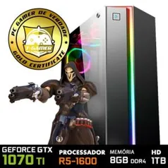 PC GAMER STREAMER LVL-3 AMD RYZEN 5 1600 /GTX 1070 TI/ 8GB DDR4/ HD 1TB/ GAB K-MEX FOX RGB - R$ 3.789