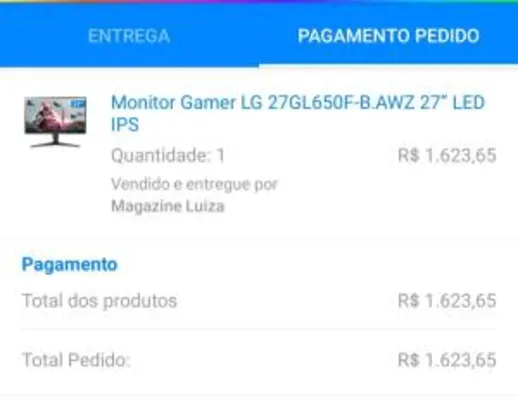 Monitor Gamer LG 27GL650F-B.AWZ 27” | R$1528