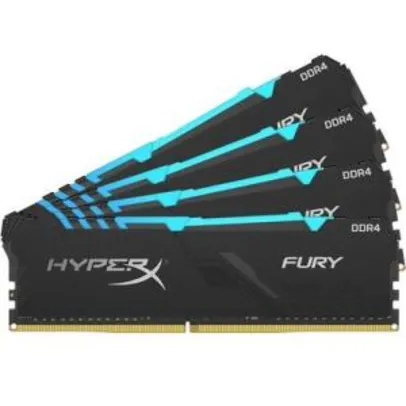 Memória HyperX Fury RGB 64GB (4x16GB) 2400MHz DDR4 CL15 Preto | R$1805