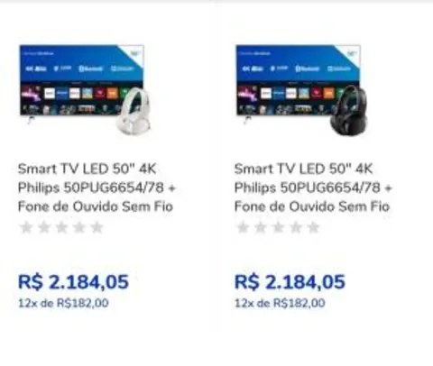 Smart TV LED 50" 4K Philips + Fone de Ouvido Sem Fio Philips | R$2184