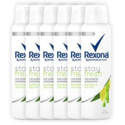 R$ 50,39 Kit Desodorante Antitranspirante Rexona Bamboo & Aloe Vera 6 unidades