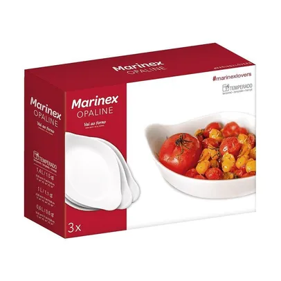 Conjunto Assadeira Marinex Opaline Oval 0,6/1,0/1,4L 3 Peças