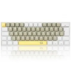 Teclado Gamer Mecânico Redragon Lakshmi, LED White, Switch Brown, ABNT2, 60%, Yellow/Grey/White, K606-YL&amp;GY&amp;WT PT-BROWN 