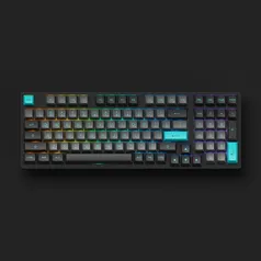 (TAXA INCLUSA / APP ) Teclado mecânico sem fio Akko RGB preto e ciano Hot-Swap