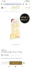 [pague 1 e leve 2] LINDOR Singles Branco 100g