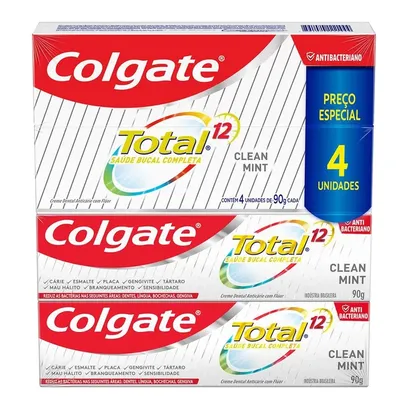 Creme Dental Colgate Total 12 Clean Mint 90g [4 Unidades]