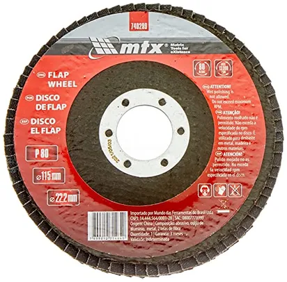 Mtx Disco De Desbaste Tipo Flap Grao 80 115 Mm X 22 Mm