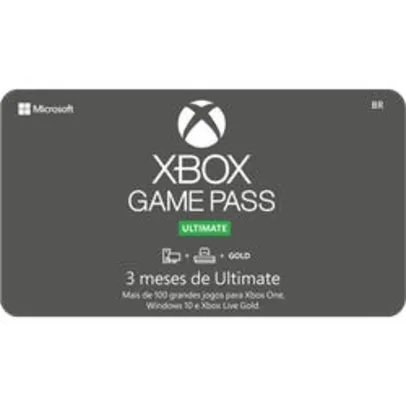 [10% AME] Gift Card Digital Xbox Game Pass Ultimate 3 meses | R$135