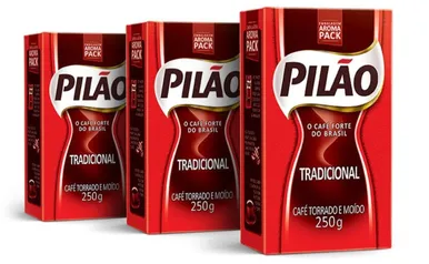 Kit Café Pilão Torrado e Moído Tradicional Vácuo 250g 3