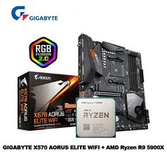 Placa mãe GIGABYTE GA X570 AORUS ELITE WIFI + AMD Ryzen 9 5900X R9 5900X CPU 