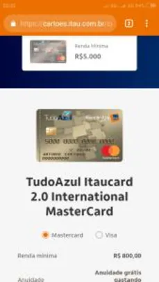 Cartões Itaú TudoAzul com anuidade grátis utilizando gasto mínimo