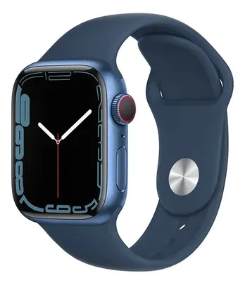 Apple Watch Series 7 (GPS + Cellular, 41mm) - Caixa de alumínio azul - Pulseira esportiva azul-abbisal