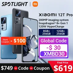 Smartphone Xiaomi 12T Pro 8GB 256GB - Versão Global