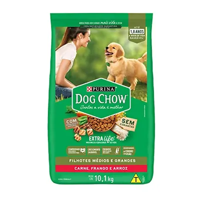 Ração Cães DOG CHOW Filhotes Médios e Grandes - Carne e Frango - 10,1kg