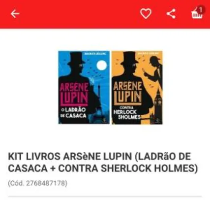 [App] KIT LIVROS ARSèNE LUPIN (LADRãO DE CASACA + CONTRA SHERLOCK HOLMES) R$14