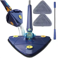 odo Ajustável Mop Triangular para Limpeza Esfregão Giratório 360° com 1 Refil Cabo 1.3m