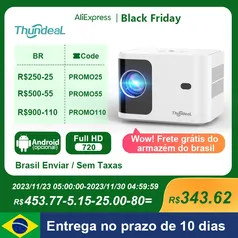 [Armazém BR] Projetor ThundeaL TD91 WIFI, 1280x720p, roda 4K, com e sem Android e Espelhamento de Tela