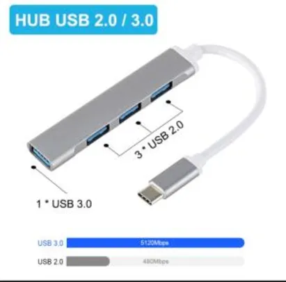 (PRIMEIRA COMPRA) Hub Usb 3.0 4 portas | R$ 0,06