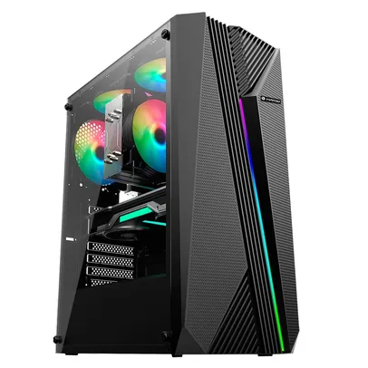 Gabinete Gamer Hayom GB1721, Mid Tower, LED RGB, ATX, Lateral em Vidro Temperado, Preto