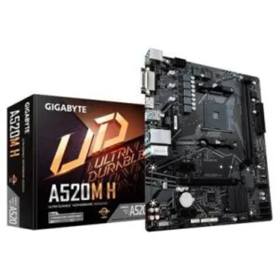 Placa-Mãe Gigabyte A520M H, AMD A520, mATX, DDR4 | R$480
