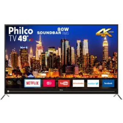 Smart TV LED 49" Philco PTV55G50SN Soundbar integrado Ultra HD 4k 3 HDMI 2 USB | R$2.334