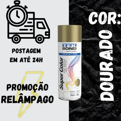 Tinta Spray Dourado Super Color Uso Geral 350ml/250g Tek Bond