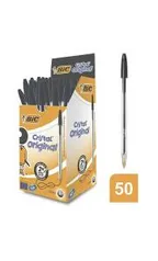 Caneta Esferográfica BIC Cristal Dura Mais, A Clássica Preta, 835208, 50 unidades | R$1,10