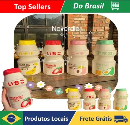 [DoBrasil/Moedas] Garrafa de Água Squeeze de Plástico Formato Yakult Kawai